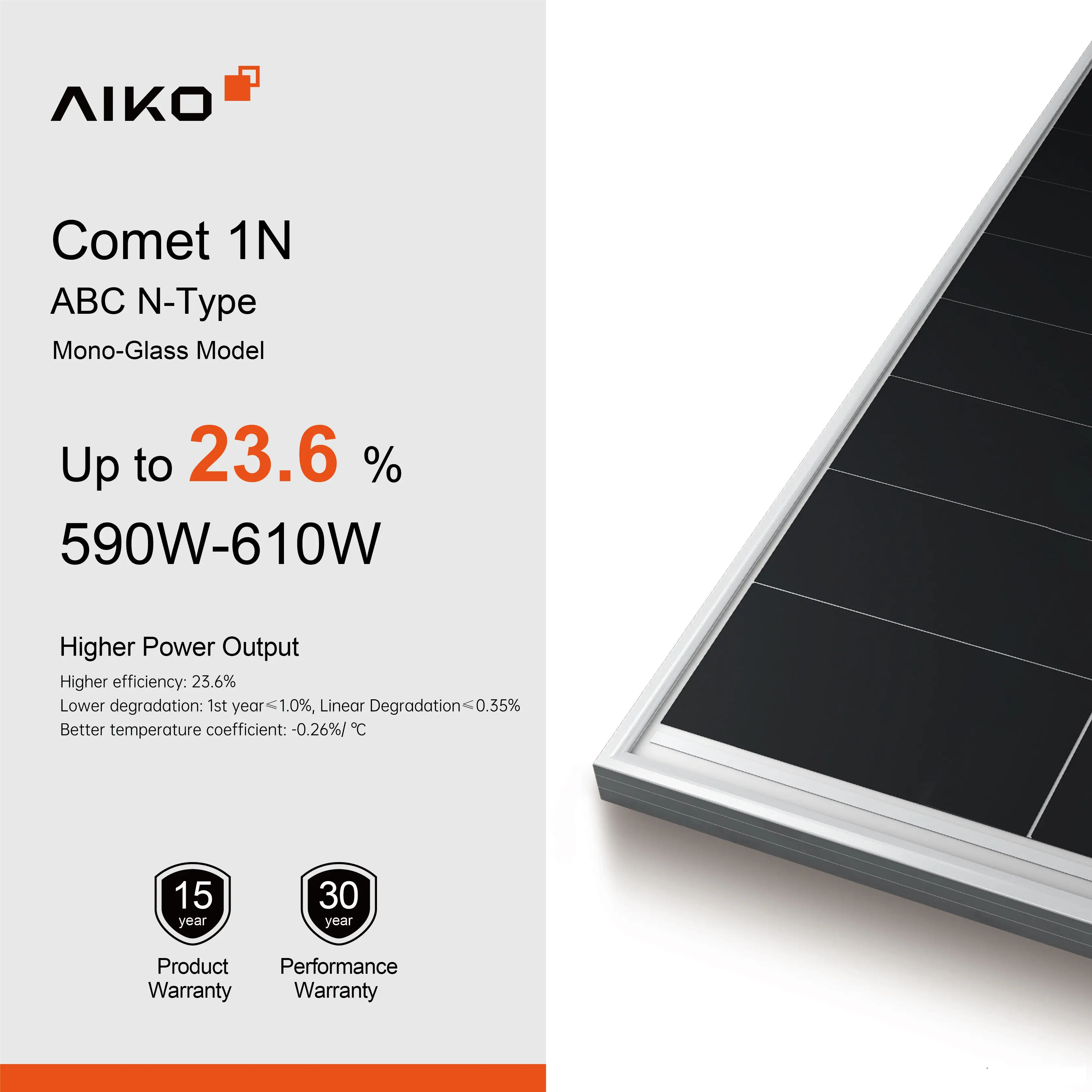 Aiko China Large Power Longi Solar Panel 590Watt Monocrystalline Solar Panel Price For Home Dual glass 595W 600W 605w 610W