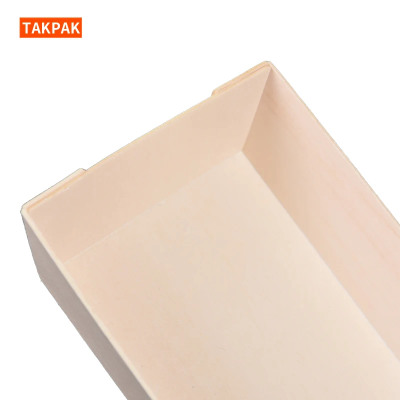 Customized Logo Ladder Shaped Wooden Bento Box Sushi Tray Container