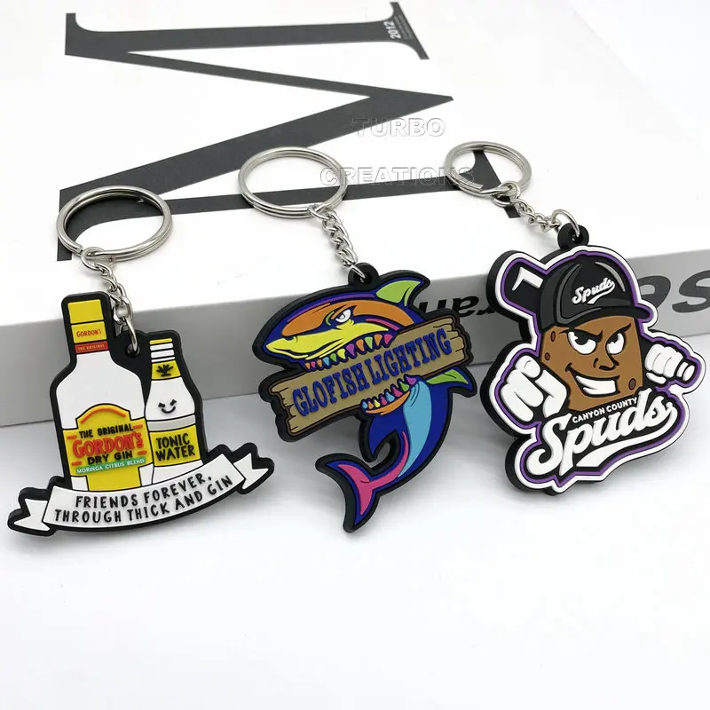 Business Advertisement Silicone Rubber Key Chains Soft Pvc Key Rings Customised Anime Personalized Branded Key Rings with Logo