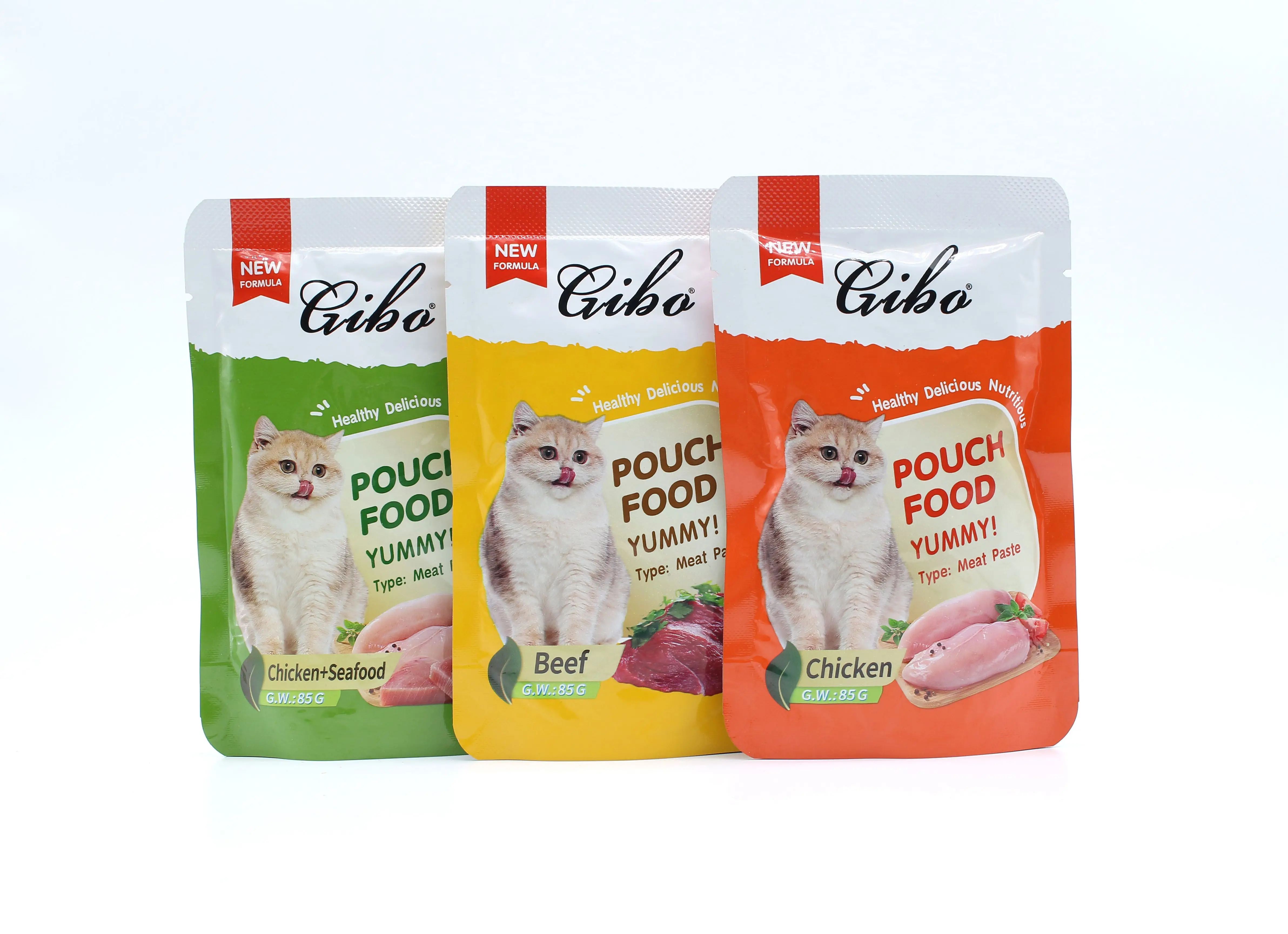 GIBO высокие белковые кошачьи закуски влажный кошачий корм с курицей и соусом из морепродуктов домашние сделано в Китае