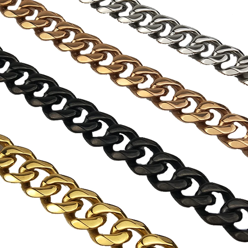 Luxury Stainless Steel Cuban Chain Dog Leash Electroplated Gold Dog Lead No Colour Loss Metal Pet Leash With Leather Handle