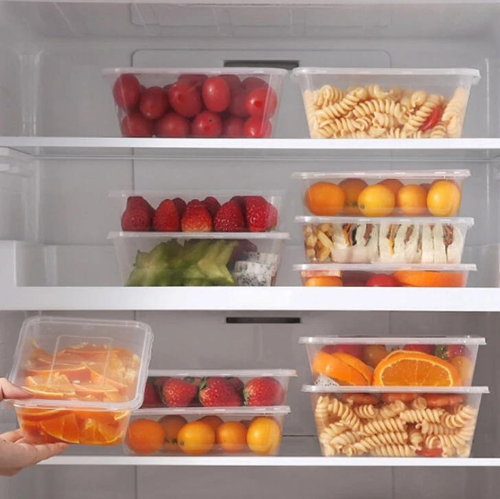 Disposable Packing Lunch Boxes Commercial Restaurant Rectangular Takeaway PP Plastic With Lid Wholesale Microwave Oven