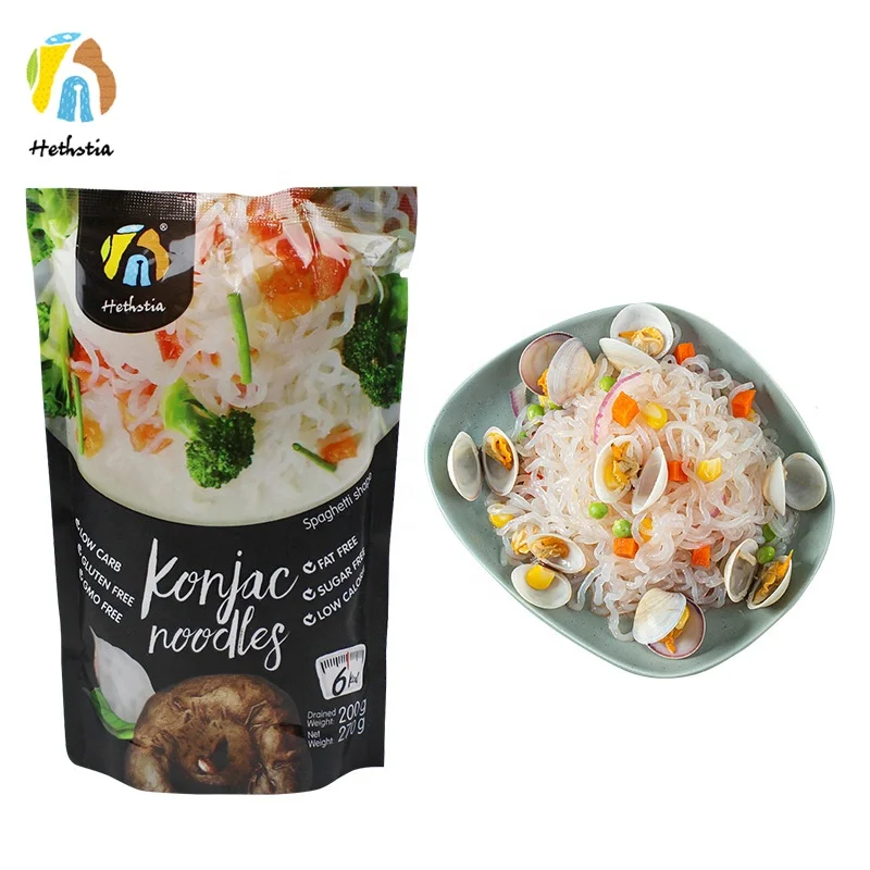 Мгновенная конжаковая лапша Glucomannan, лапша shirataki, паста без жира, халяльная влажная лапша без сахара