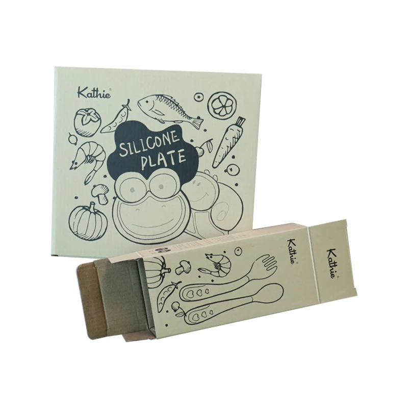 Gray cardboard tableware cutlery spoon knife and fork set packaging box customization