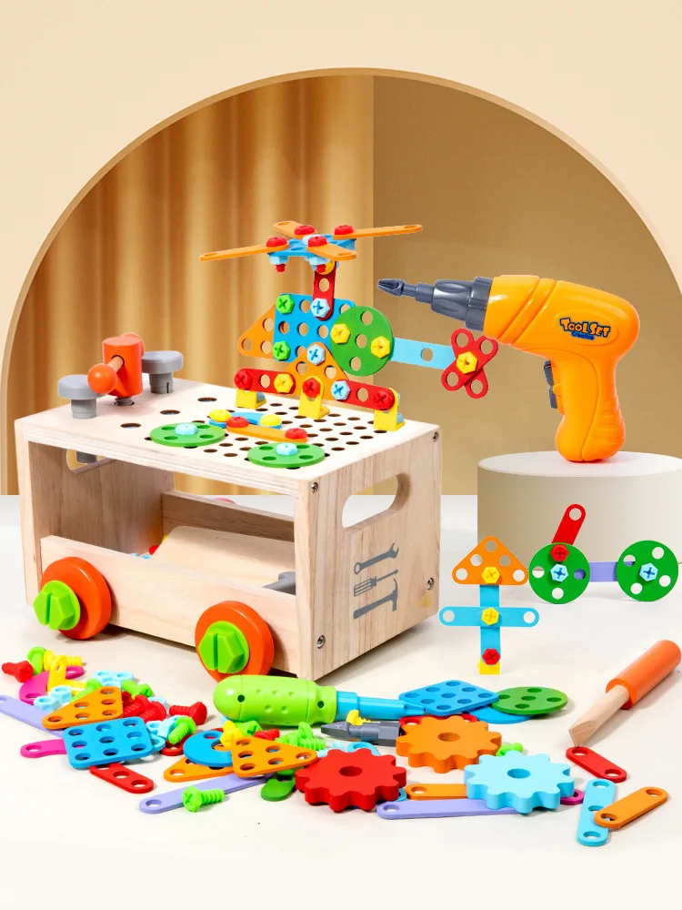 Hot Selling Pretend Play Set Montessori Multifunction Assembly Kits Wooden Toolbox for kids