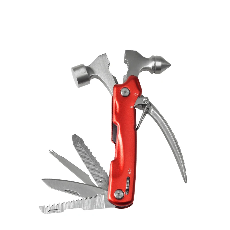 
Hot selling Multi function Hammers Outdoor Tool Claw Hammer Pliers Folding Cutter Sawtooth Bottle Opener Screwdriver Scale Saw 