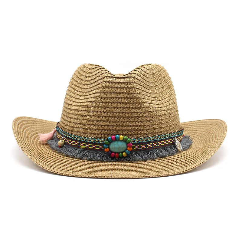 Хит продаж, летняя пляжная джинсовая кепка с козырьком, соломенные шляпы в этническом стиле
