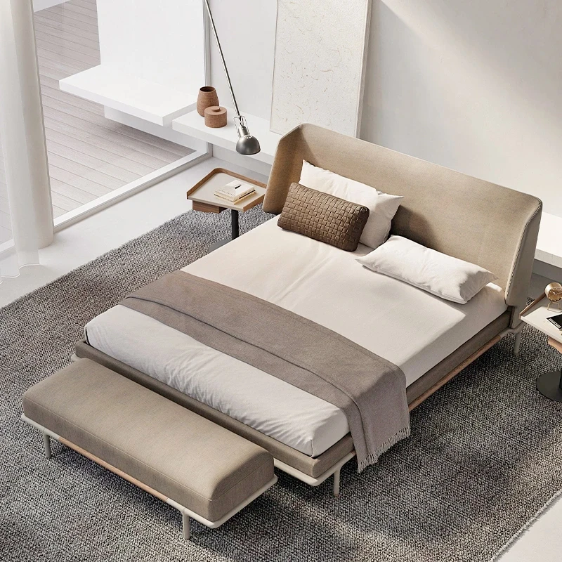 New Design King Bedroom Sets Italian Style Upholstered Bed Comfortable Fabric Bed Frame With Hardware
