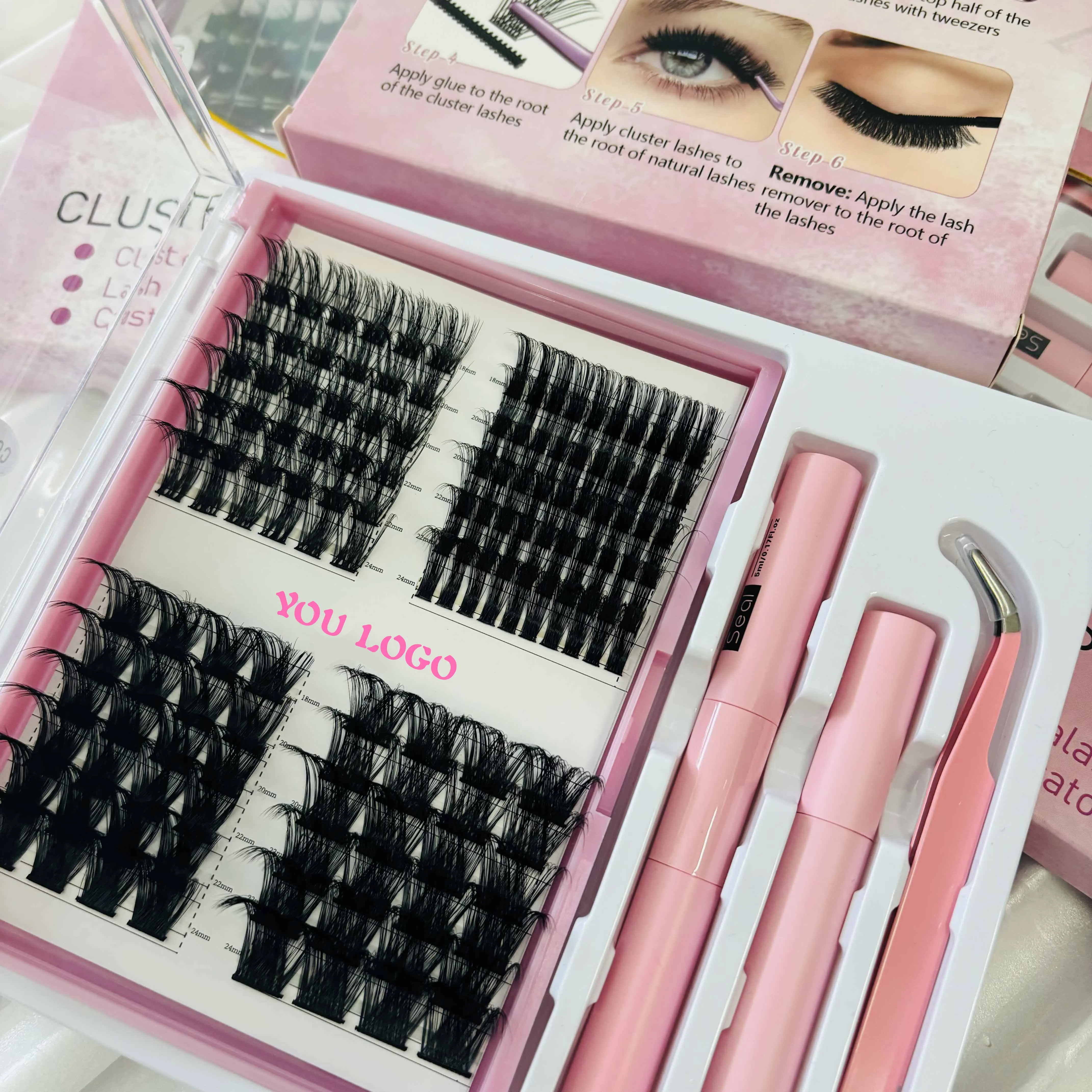 Factory Price Cluster Lashes 240pcs 40D DIY Eyelash Extension Eyelash Extension Kit 10-18mm Fluffy Lash Clusters