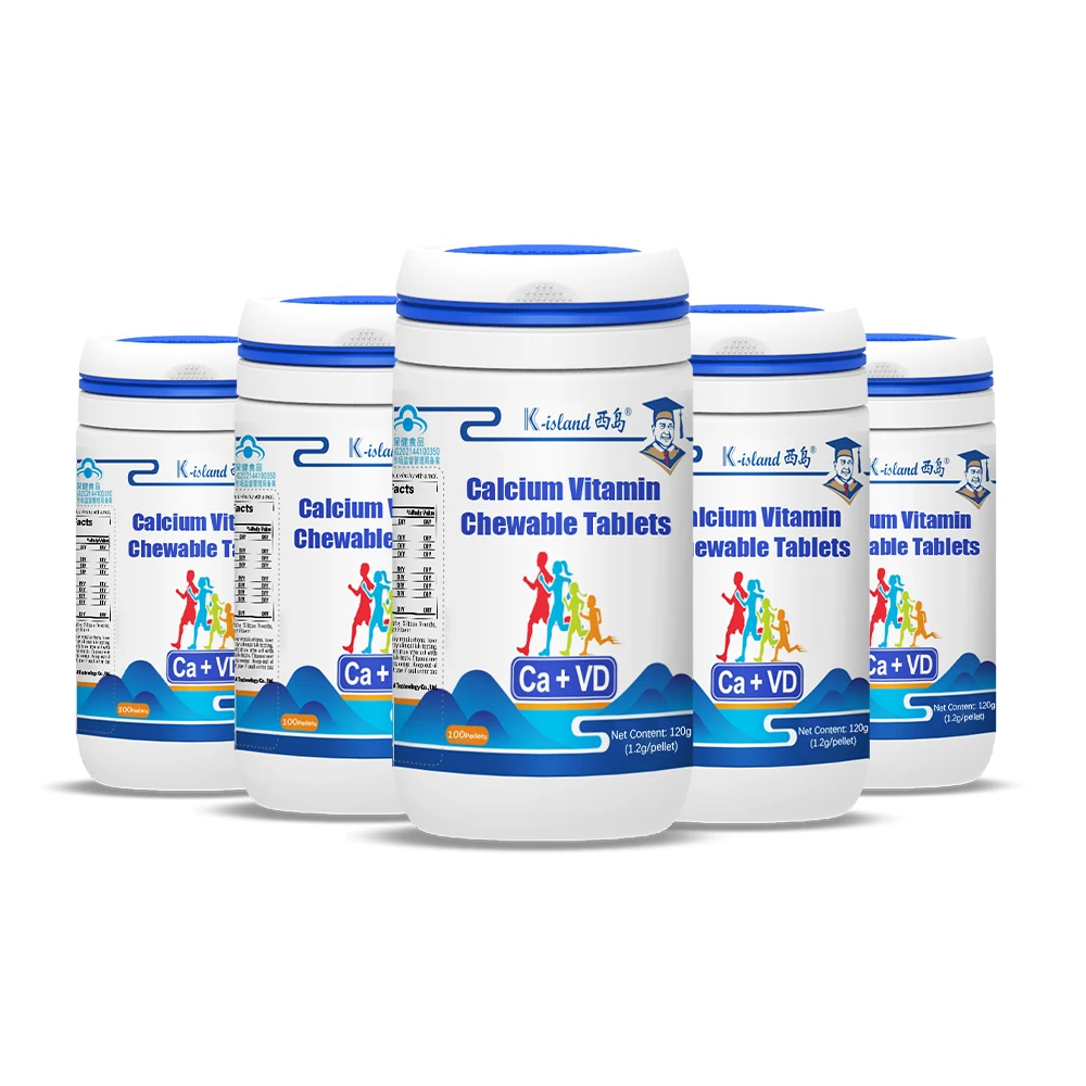Customized Wholesale Supplement Height Growth For Healthy Muscles Bones Calcium Vitamin D Chewable Tablets