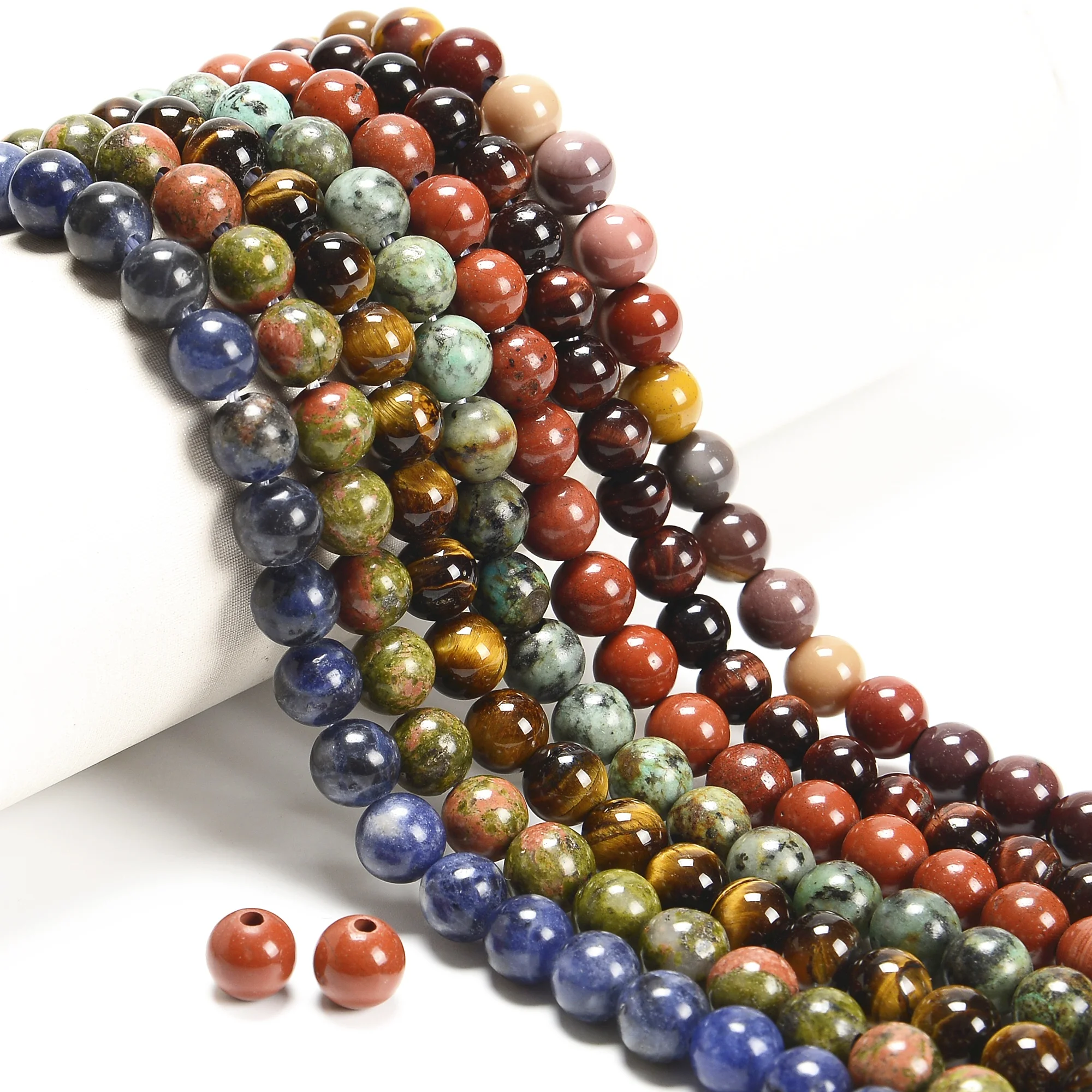 Luminous 10 Mm Real Big Hole Gem Natural Stone Beads For Jewelry Bracelet Necklace Waist Choker Beaded Making Men Women Bulk Buy