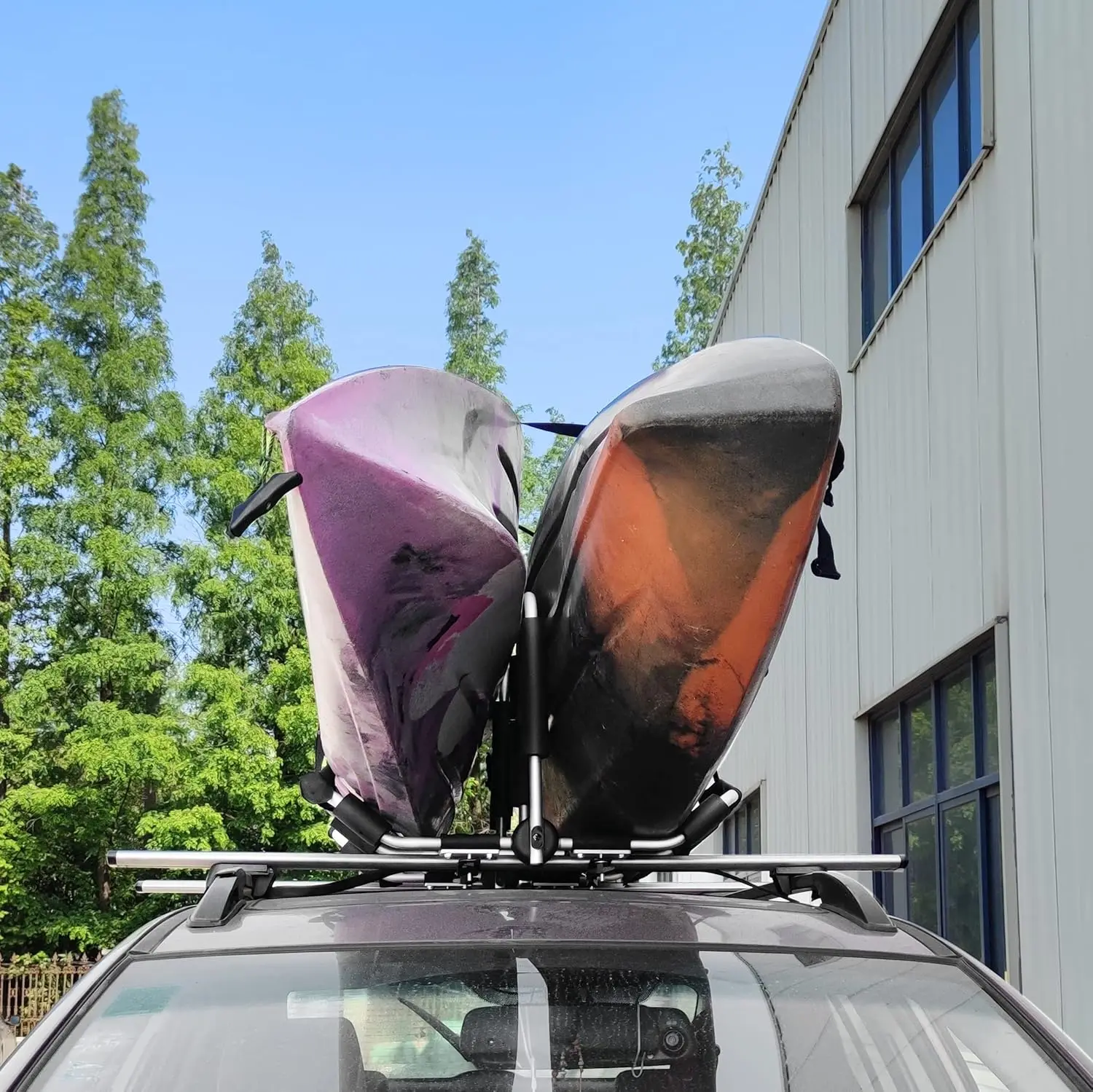 Kayak Roof Rack,J-Style 4-in-1 Kayak Roof Holder Carriers for Canoe, Kayaks,Surfboard and Ski Board Rooftop Mount on SUV, Car