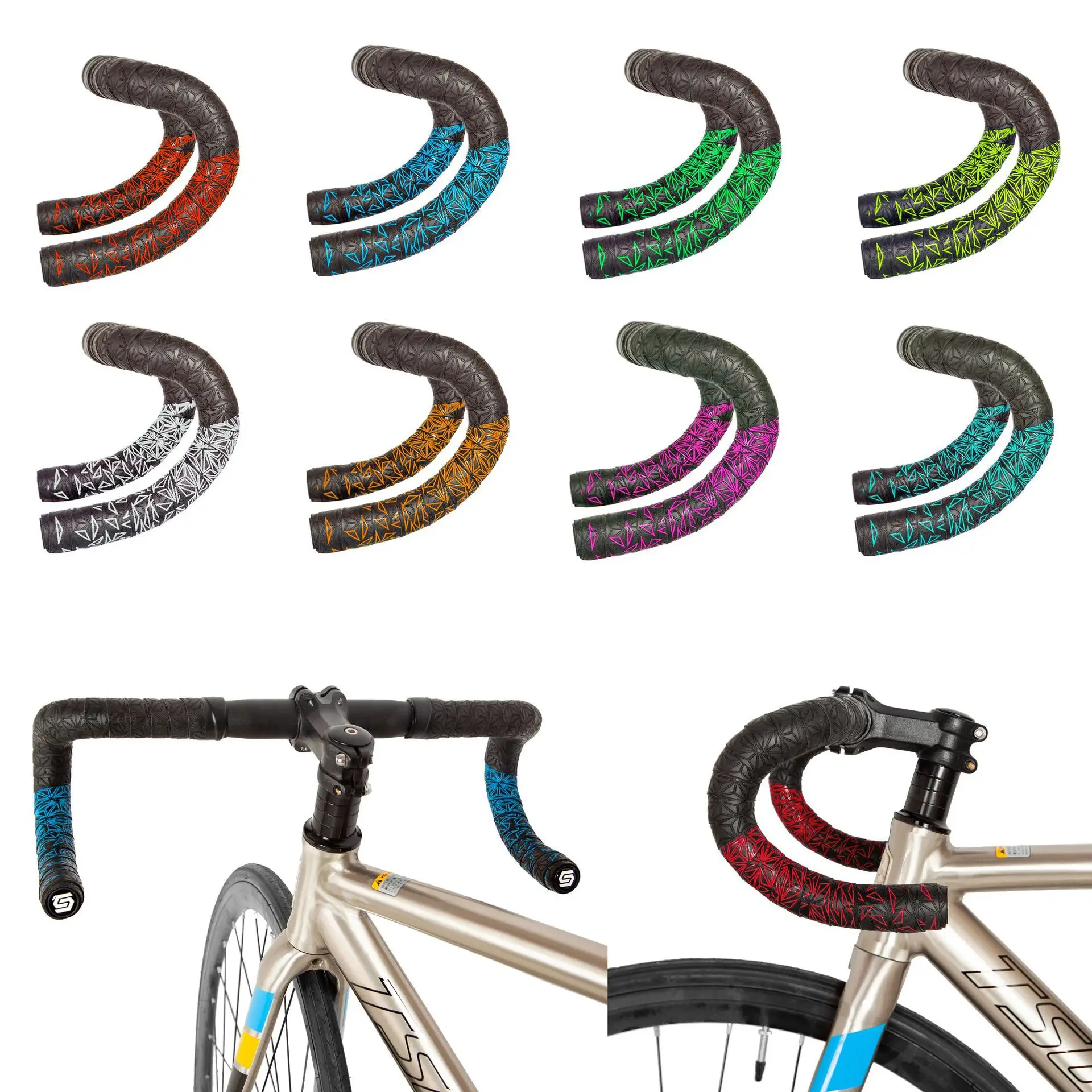 Cross-border  pattern shock-absorbing gradient color bicycle handlebar tape road bike breathable wear-resistant bicycle  tape