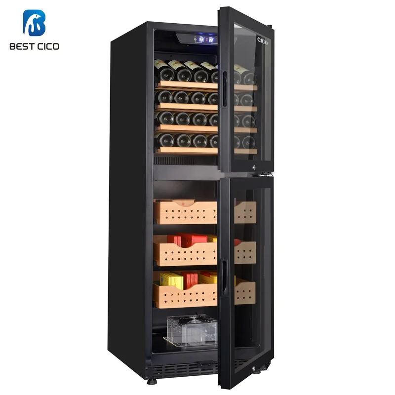 Trade Assurance 380L Dual Temp Zone Double Door Wine Cigar Humidor Refrigerator CH-128DD