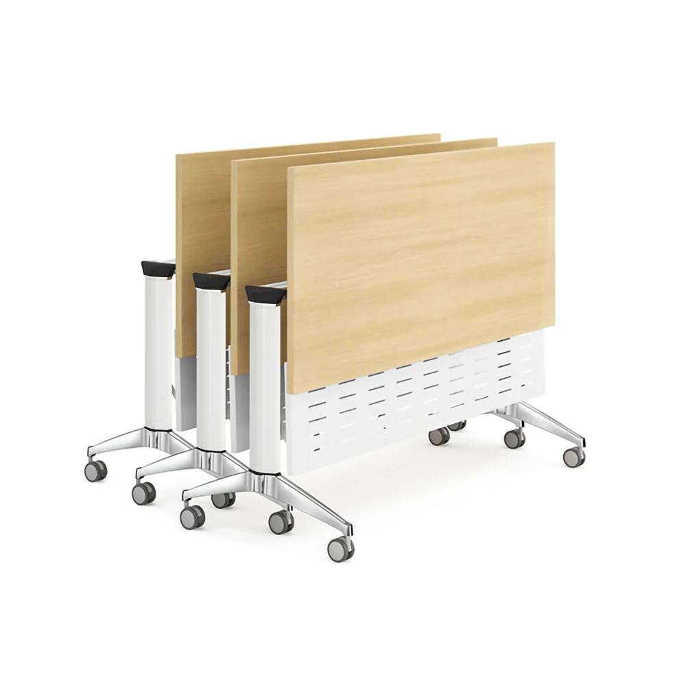 Cheap smart round wooden power socket folding conference meeting training school student staff training office desk table chairs