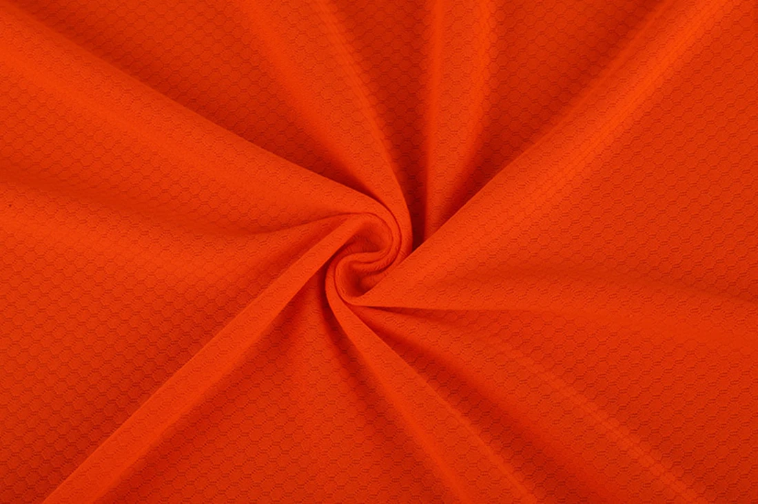 
Free Sample Soft 100% Polyester Mesh Fabric Football Jersey Fabric Fluorescent orange 