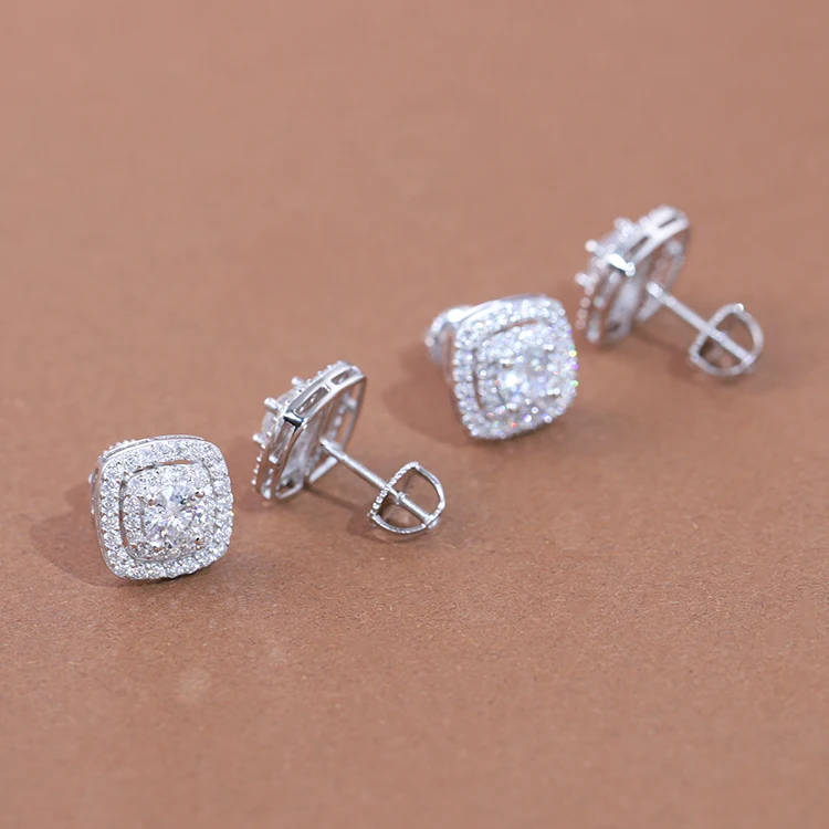 Бриллиантовый тестер VVS Moissanite D цвет с сережками GRA 925 серебряные ювелирные изделия серьги-гвоздики для мужчин и женщин