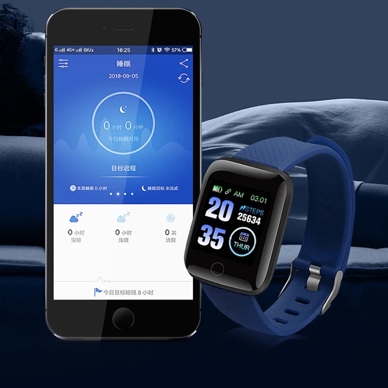 116 Plus Smart Bracelet Watch Color Screen Heartrate Blood Pressure Monitoring Track Movement IP67 Waterproof Smartwatch