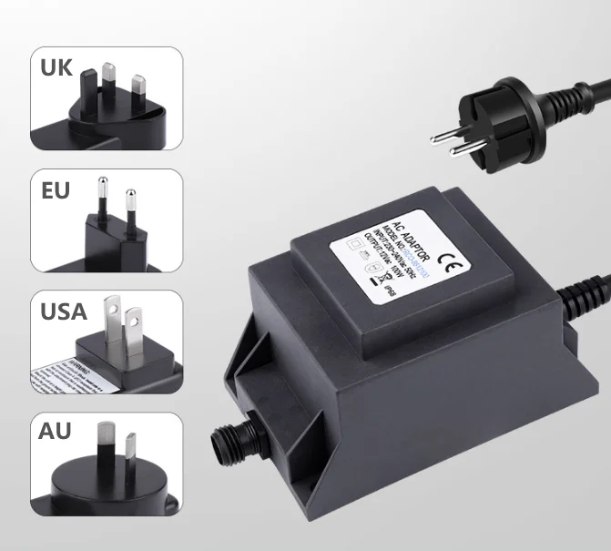 Factory Directly IP-68 24W 60W 100W Waterproof Power Supply Camera Rainproof Transformer Adapter Outdoor LED Lighting