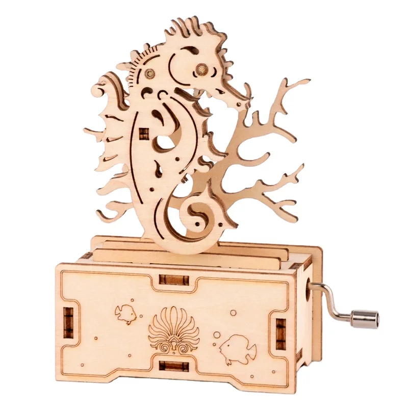 Wholesale Christmas Music Box Octopus Toy Wooden Handmade  Diy Toys For Kids