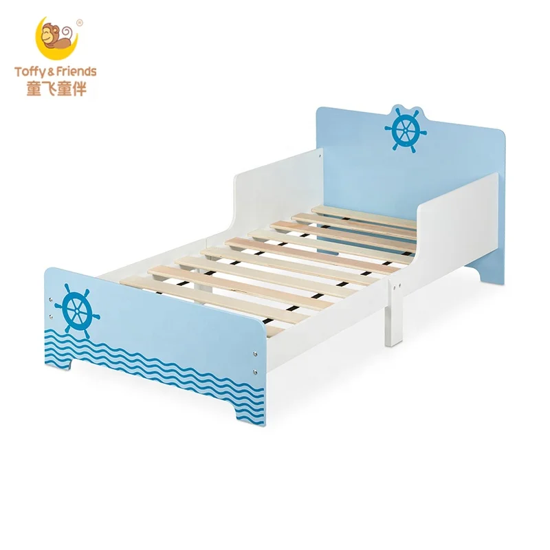 Toffy & Friends детская кровать с защитой от падения МДФ белый/синий морской дизайн