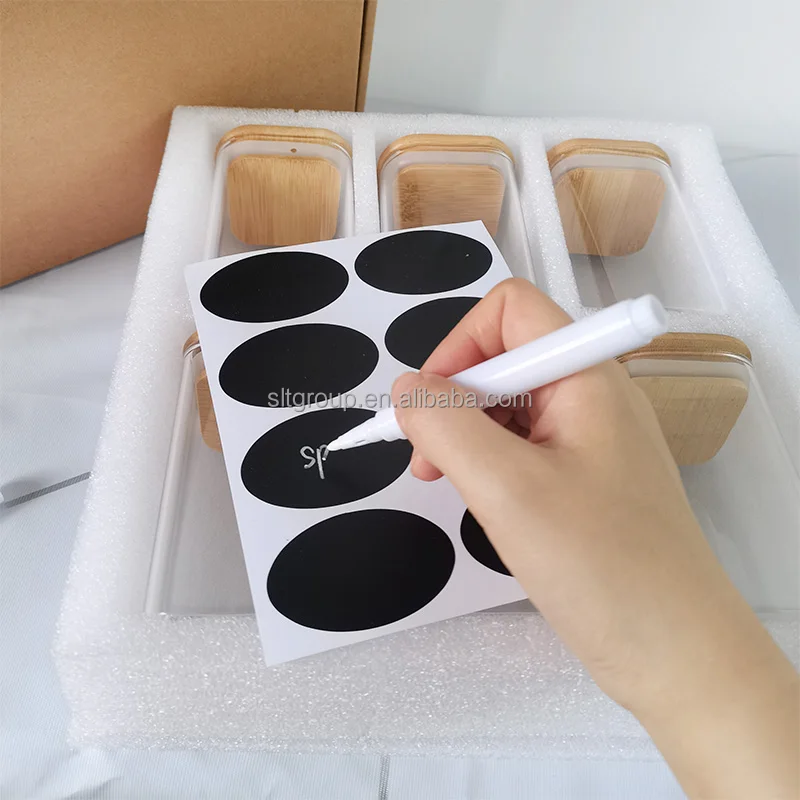 set of 6 square glass jar clear canister for spice season salt sugar pepper