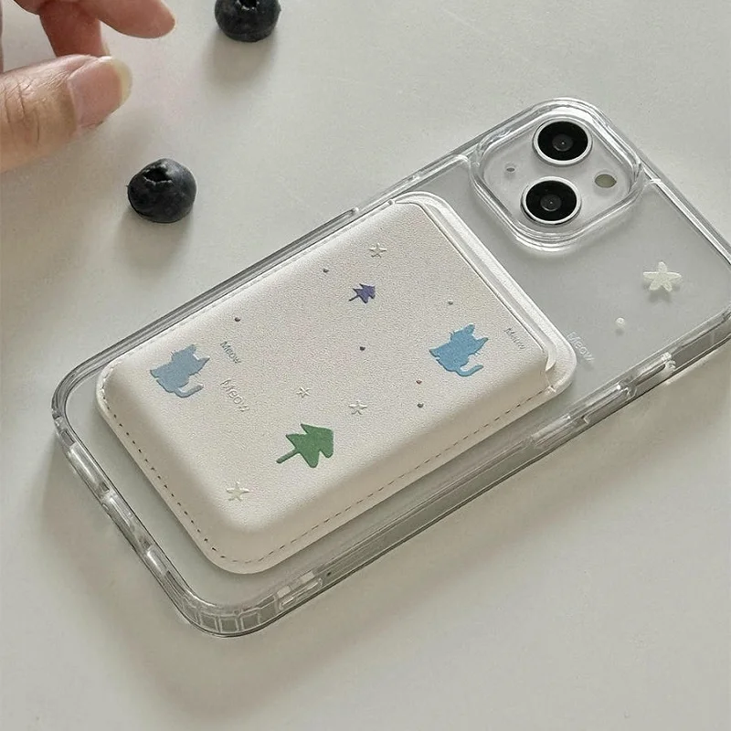 Magnetic Card Bag Phone Case Wallet For Leather Card Bag Iphone 14 13 12 Pro Max Plus XR XS MAX Back Sticker Card Holder