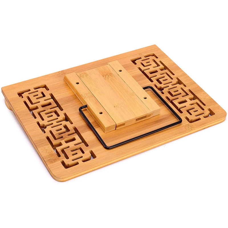 Бамбуковая Складная подставка для книг 13x9,4 дюймов, рамка для чтения, подставка для готовки, подставка для планшетного ПК, учебника, подставка для музыки и документов