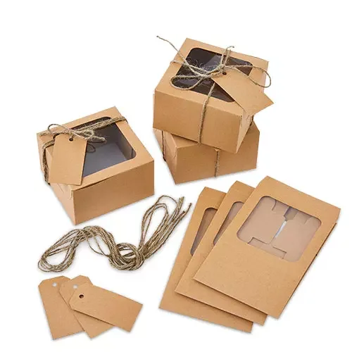 Eco-Friendly Paper Board Cardboard Gift Packaging Bakery Boxes for Pastries Cookies Small Cakes Pie  Cupcakes