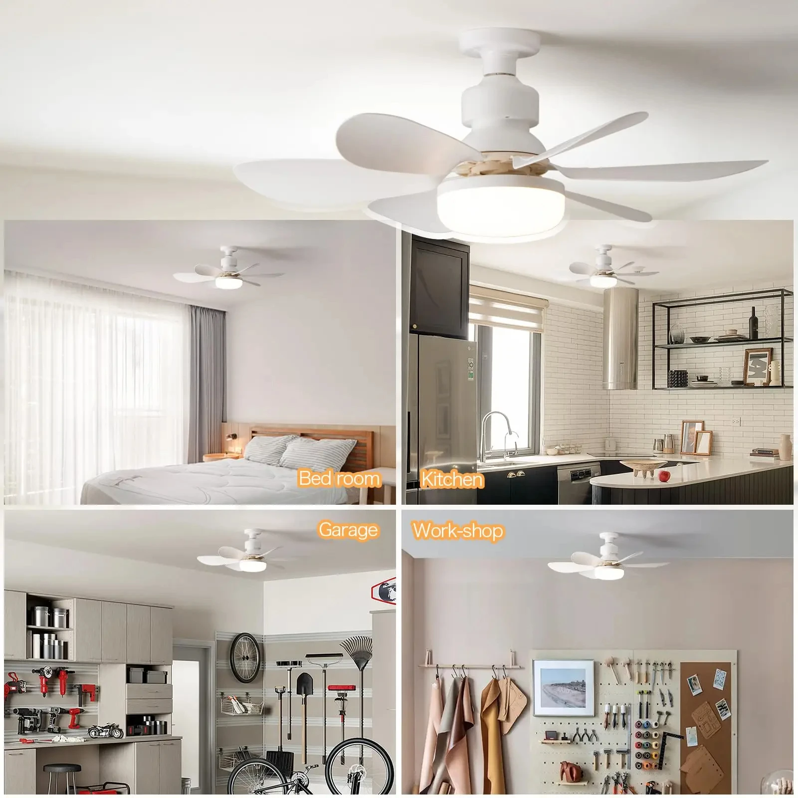 LED 40W Ceiling Fan Light E27 with Remote Control for Dimming, Suitable for Living Room, Study, Household Use, 85-265V Modern 80
