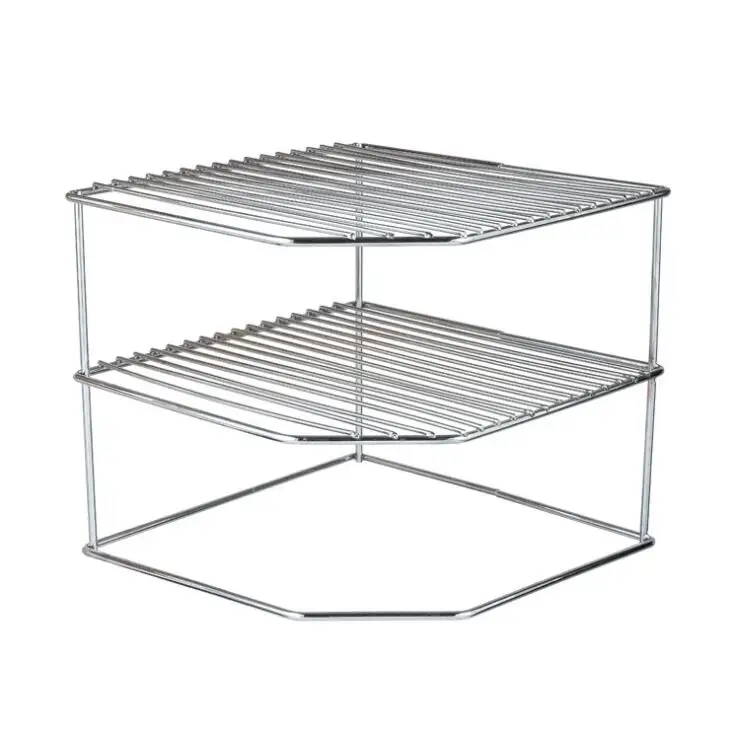 
3 Tier Kitchen Shelf Metal Organizer Jar Holder Black Stand Rack Spice Desktop Chrome Storage 
