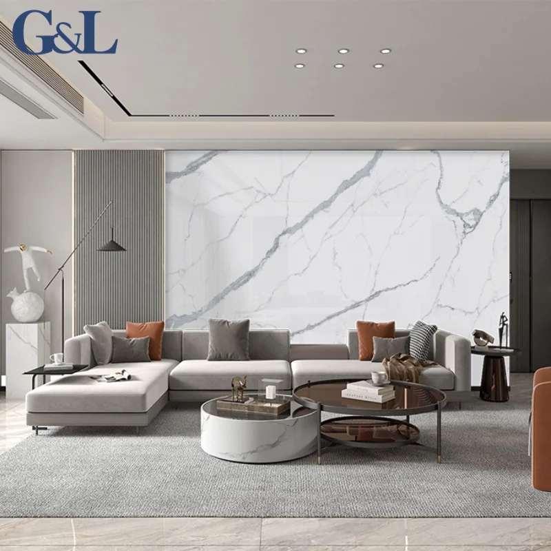 Белый спеченный камень Carrara оптовая продажа 1200x2700x9 мм белый для гостиной фоновая стена
