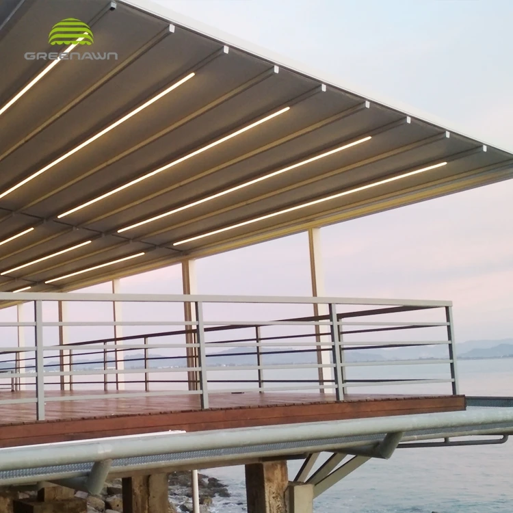 Waterproof Adjustable Pergola With Retractable Roof  Electric PVC Retractable Pergola Canopy