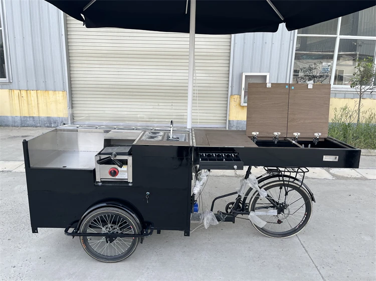 New design Foldable Electric mobile food Bike Folding crepe waffle Carts bar serving Drinks 3 Wheel Bicycle