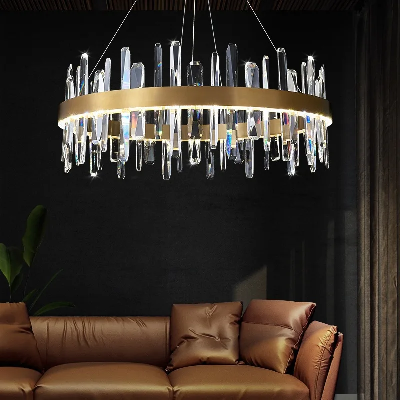 Wholesale Modern Indoor Living Room Dinning Room Oval Decoration Stainless Steel Crystal Led Chandelier Pendant Lamp