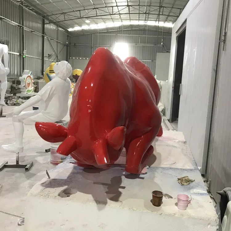 Fiberglass red bull Resin craft animal models for sale  Outdoor Art Deco sculpture ornaments Cartoon decoration gift props