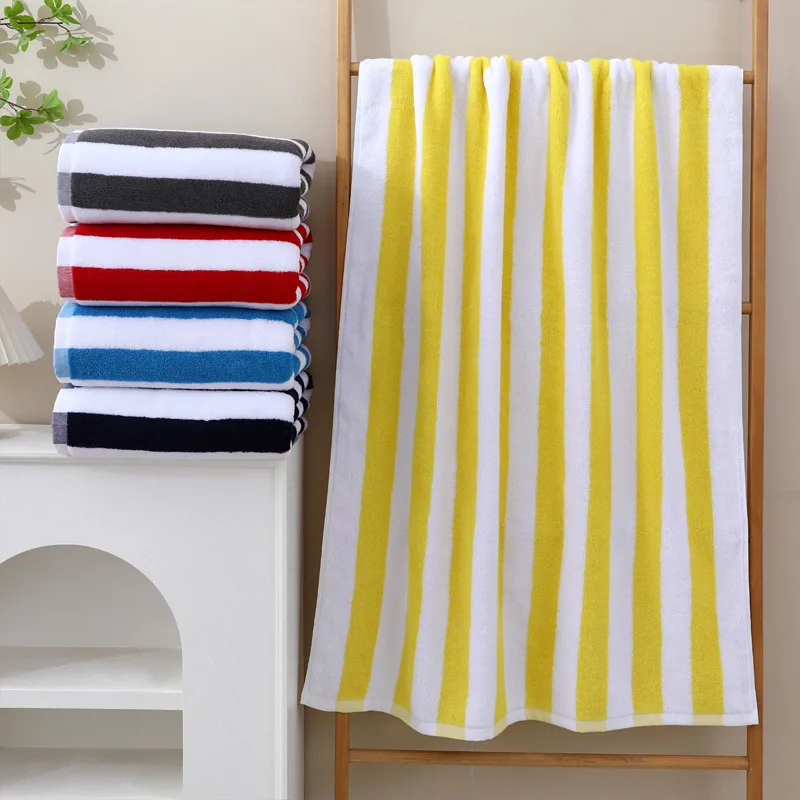 Luxury Custom Stripe Beach Towel Comfortable Jacquard Pure Cotton Beach Towel