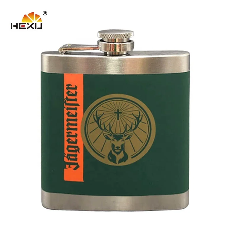 
Black Laser Printing 8Oz Jagermeister Stainless Steel Hip Flasks Gift Set 
