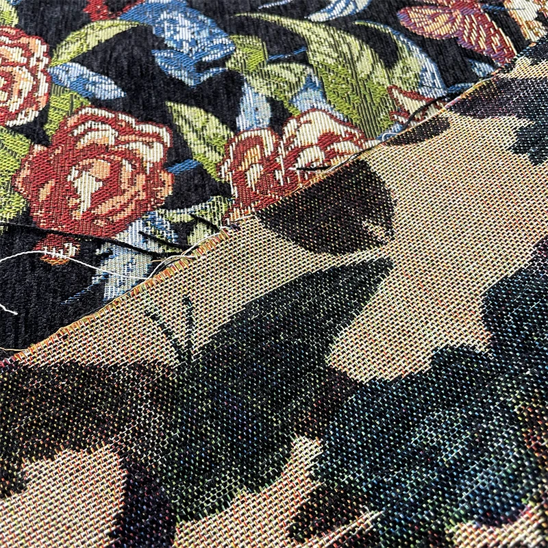 Manufacture Vintage Polyester Brocade Woven Pattern Jacquard Chenille Upholstery Fabric