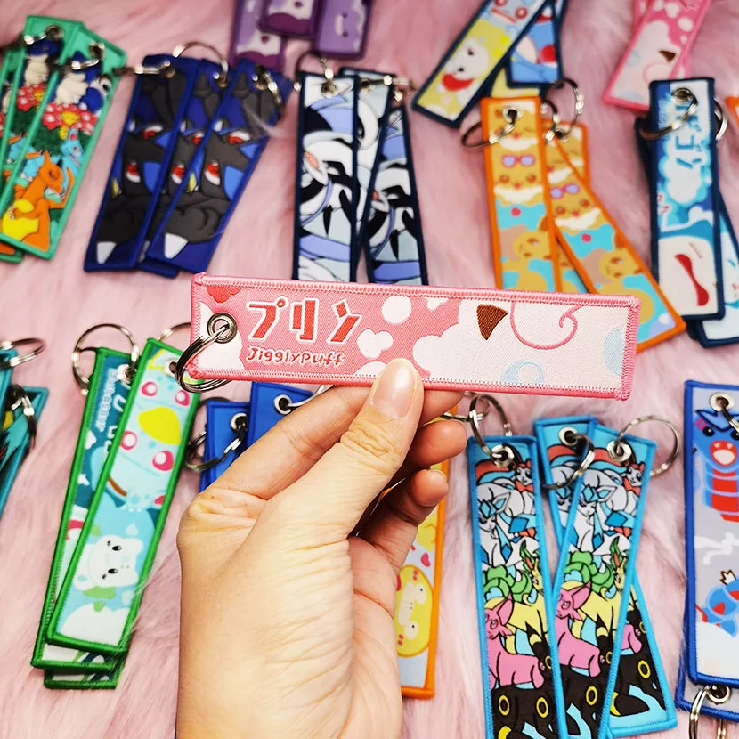 Custom Motorcycle Eagle Beak Lanyard Keychain Personalized Logo Key Lanyard Woven Fabric Embroidered Keychains