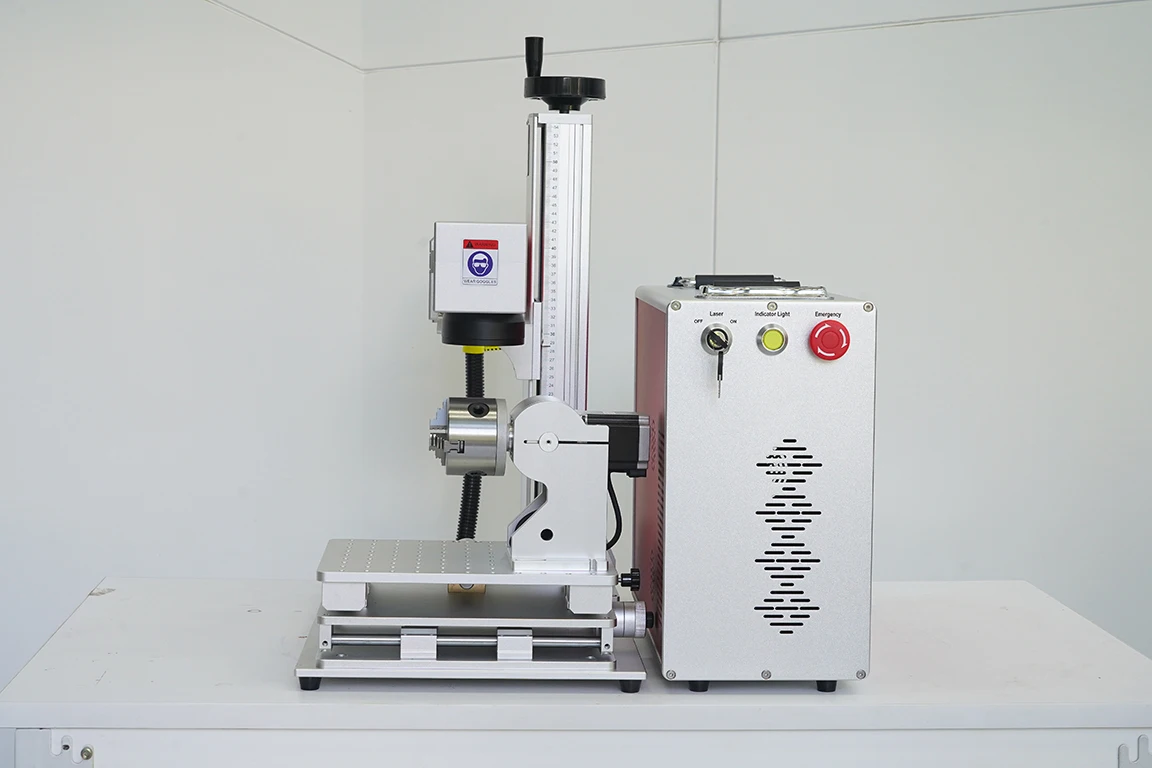 MOPA M7 JPT RAYCUS Rotary Laser Marking Machines 20w 30w Fiber Laser Mark For Metal Card Mirror Stainless Cup