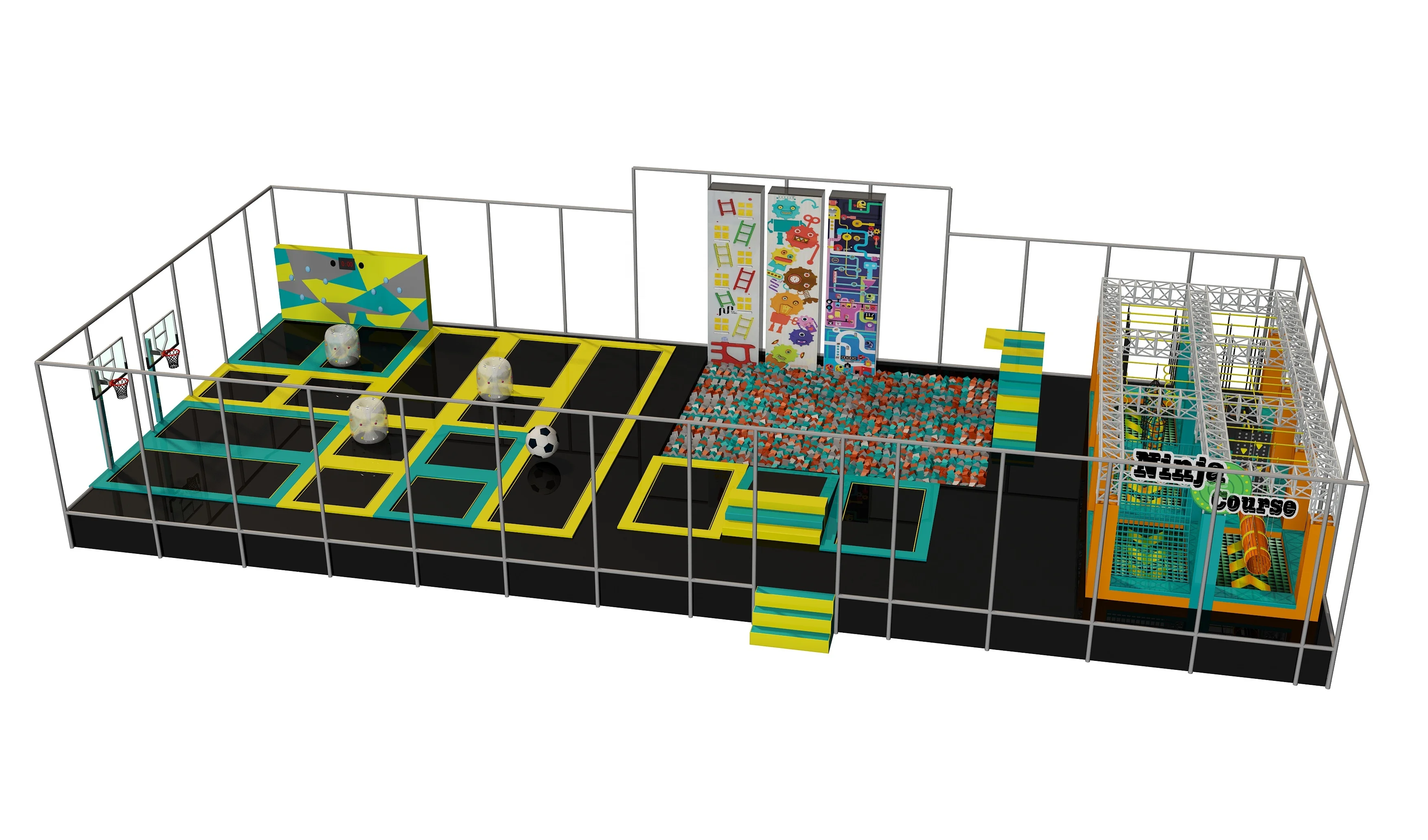 Indoor trampoline park with ninja course  for Sale