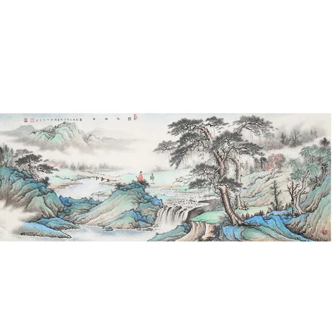 New Chinese style living room background decoration painting study Teahouse Landscape Zen fresco Entryway landscape painting