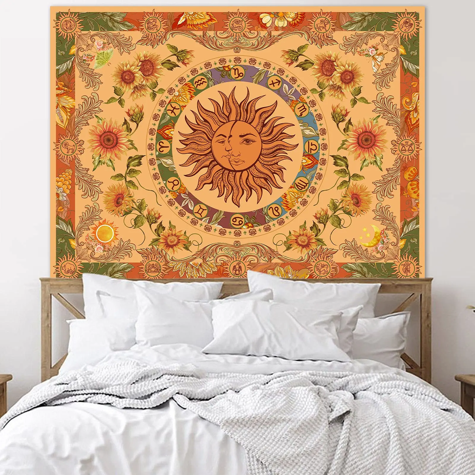 OEM Vintage Indie Boho Wall Decoration Carpet Hanging Polyester Printed Wall Tapestry For Bedroom Dorm Living Room