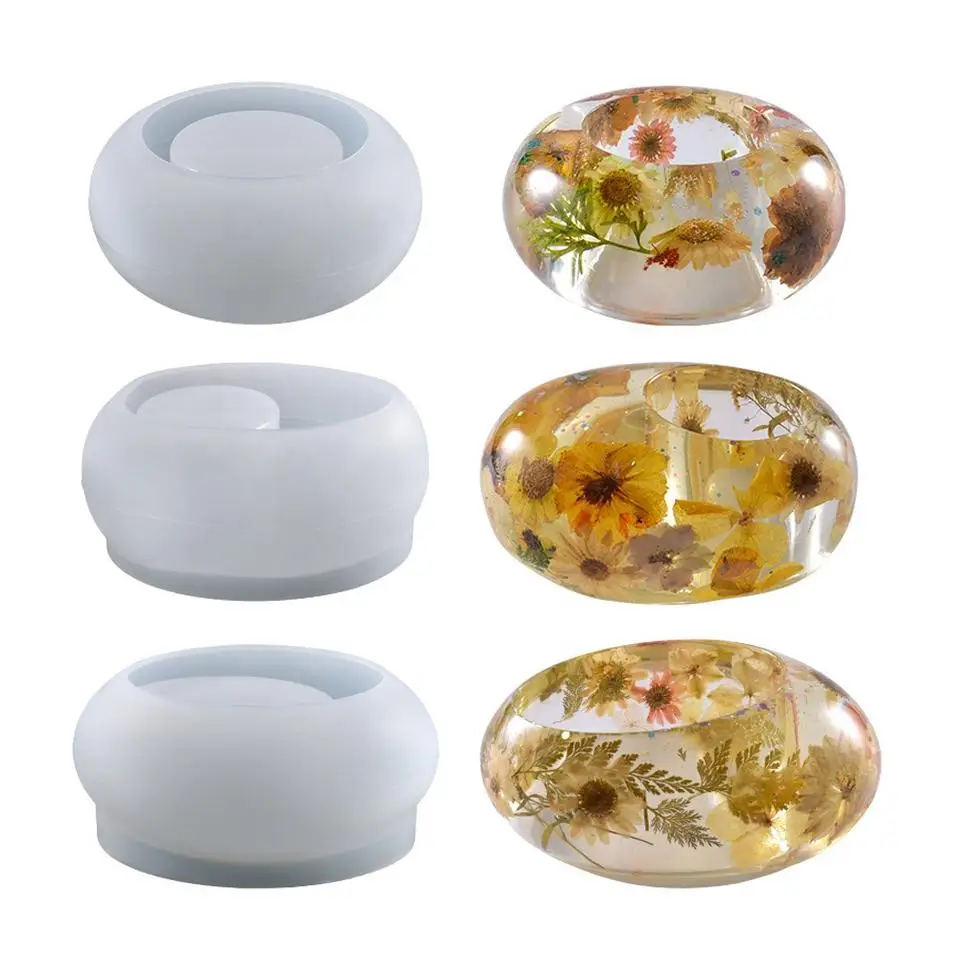DIY crystal dripping resin mold oval potted Candlestick decoration cement gypsum silica gel mold