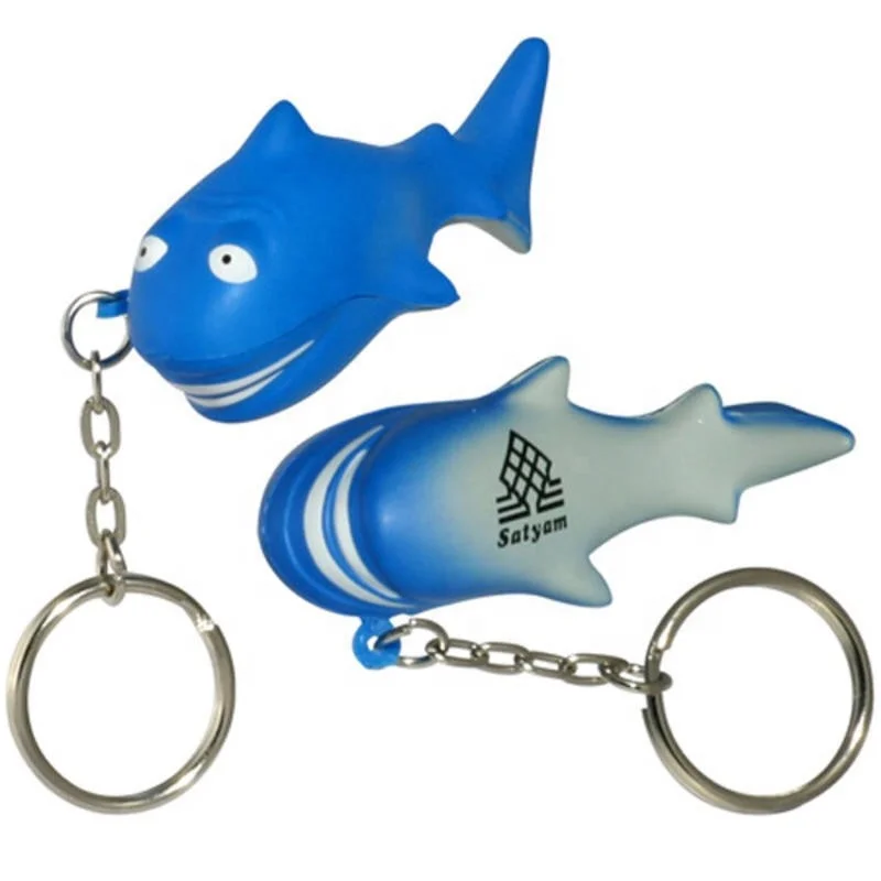 Soft PU Stress Relieve Toys Shark Shape Keychains Anti Stress Ball Keychains for Promotion Gifts