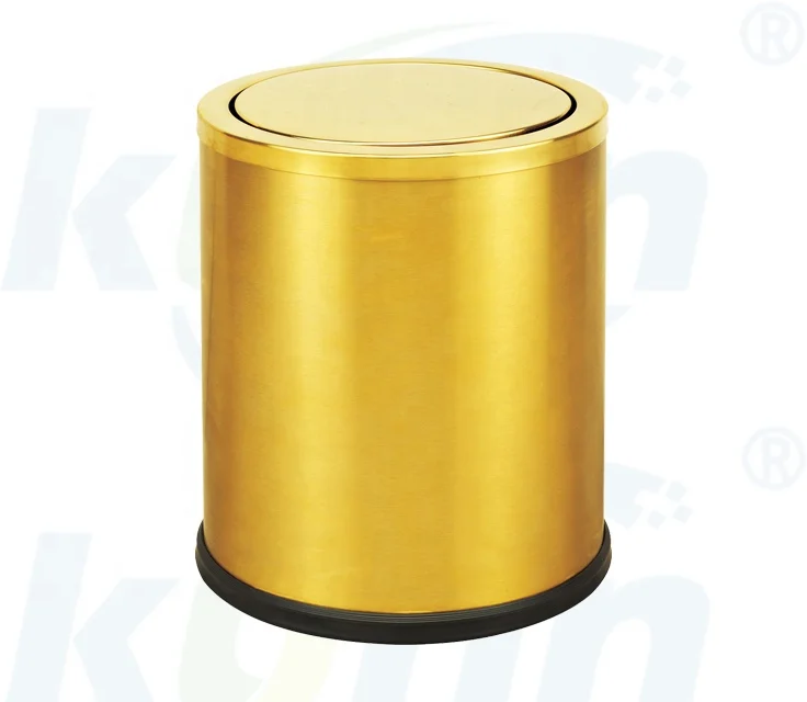 High quality Stainless steel baking paint indoor trash can  Round clamshell house bin