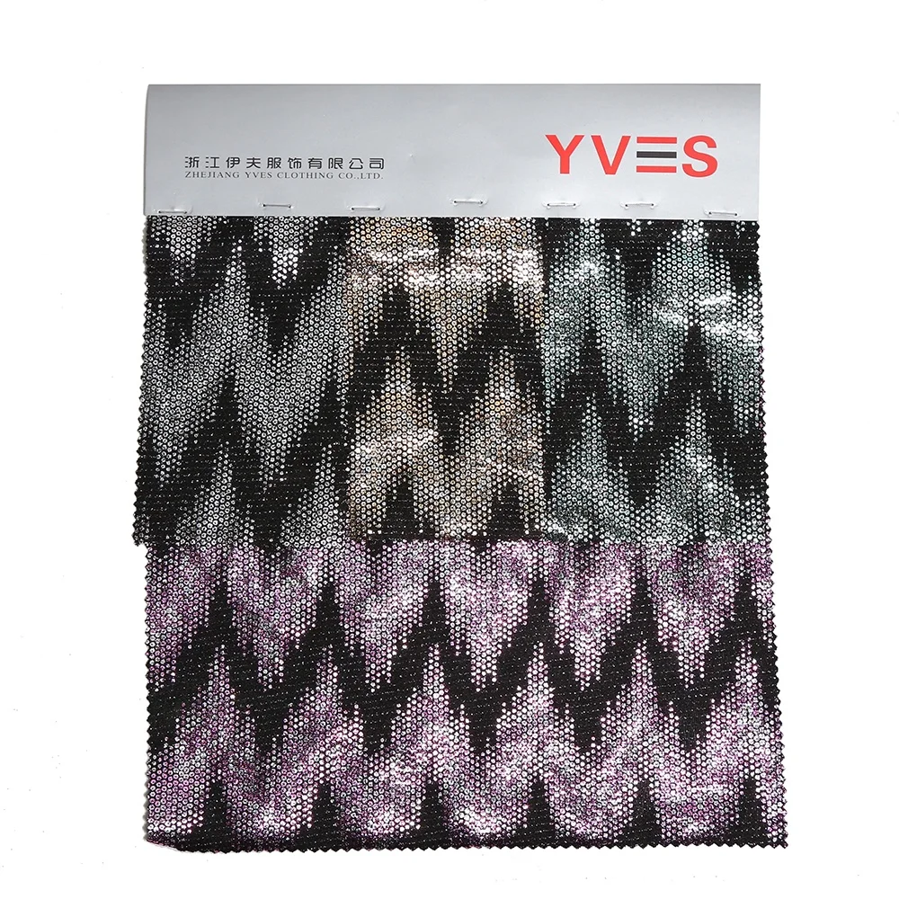 Hot sale 2024 knitting sequins fabric women clothing accessories foil metallic fabric for evening dress