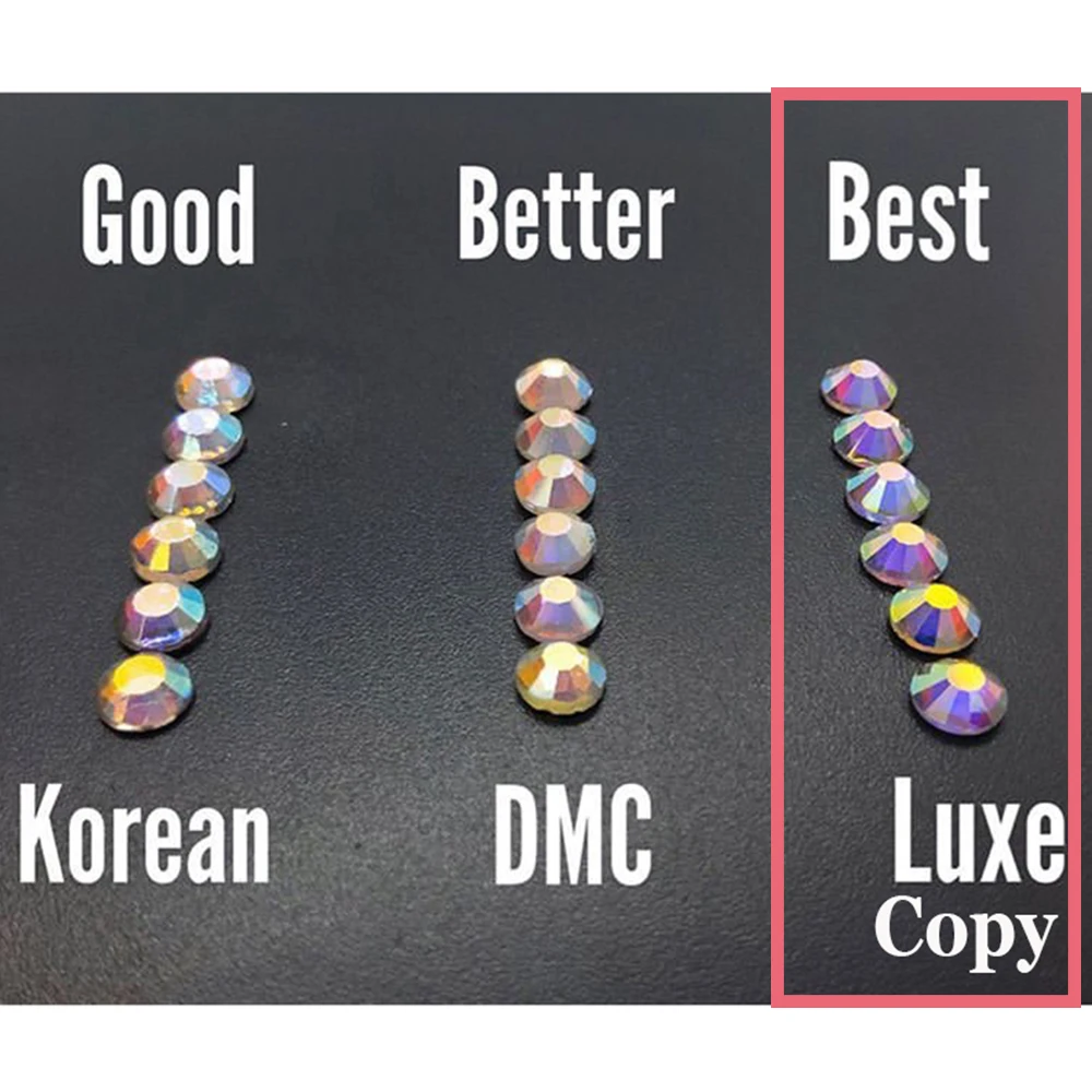 SS6 SS10 SS12 SS20 SS30 Luxe Top Grade Hotfix Rhinestones Motif FlatBack Glass Strass Hot fix Iron On Rhinestone For Garment