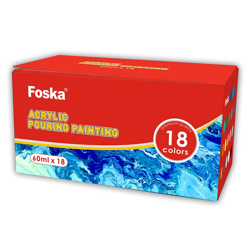 Foska 60ml  18 Colors Acrylic pouring paint Non Toxic Aritists pouring acrylic paint fluid art For Students